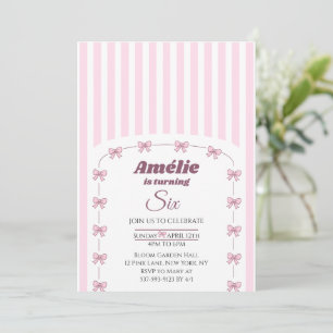 Rosa Schleife Coquette Ästhetik Mädchen 6. Geburts Einladung