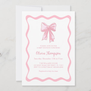 Rosa Schleife Coquette Babyparty Einladung