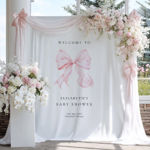 Rosa Schleife Coquette Babyshower-Hintergrund Wandteppich