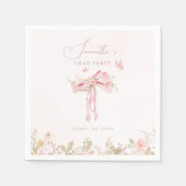 Rosa Schleife Coquette FLORAL Abschlussfeier Serviette (Vorderseite)