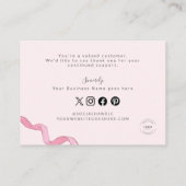 Rosa Schleife Custom Geschäft Handlettering Visitenkarte (Rückseite)
