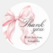 Rosa Schleife Danke Coquette Schleife Gefallen-Tag Runder Aufkleber (Vorderseite)