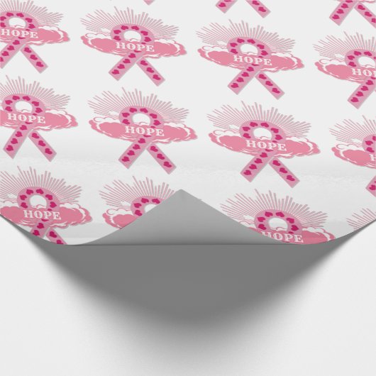 Rosa Schleife des hoffnungslosen weißen Schleifpap Geschenkpapier (Ecke)