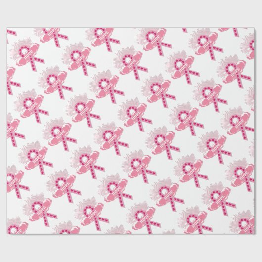 Rosa Schleife des hoffnungslosen weißen Schleifpap Geschenkpapier (Flach)