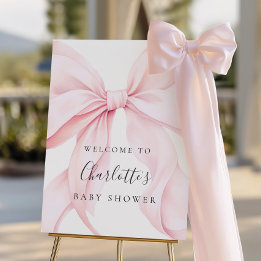 Rosa Schleife Elegante Babyparty-Willkommensschild