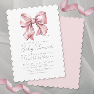 Rosa Schleife Elegantes Mädchen Baby-Party Einladung