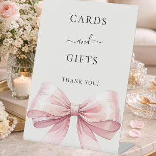Rosa Schleife Elfenbein Karten Geschenke Schild