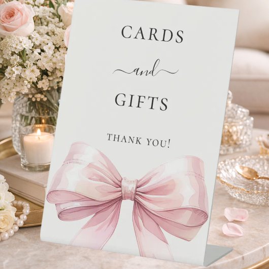 Rosa Schleife Elfenbein Karten Geschenke Schild