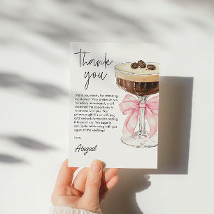 Rosa Schleife Espresso Martini Junggesellinnenabsc Dankeskarte
