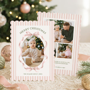 Rosa Schleife Familienfoto Streifen Weihnachten