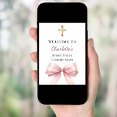 Rosa Schleife First Holy Communion Willkommen Poster