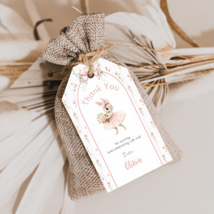 Rosa Schleife & Floral Some Bunny ist Eins 1. Gebu Geschenkanhänger