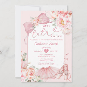 Rosa Schleife Floral Wir sind Tutu aufgeregt Baby Einladung