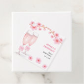 Rosa Schleife Florale Blüten und Prosecco-Brautjun Geschenkanhänger (Beispiel)