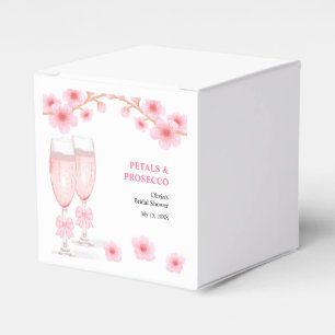 Rosa Schleife Florale Blüten und Prosecco Brautpar Geschenkschachtel