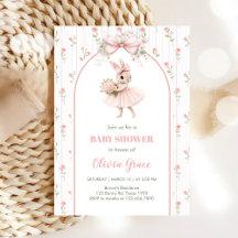 Rosa Schleife & Florales Häschen-Baby-Party 
