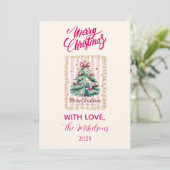 Rosa Schleife Frohe Weihnachten (Stehend Vorderseite)