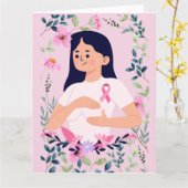 Rosa Schleife für das Brustkrebs-Bewusstsein Karte (Gelbe Blume)