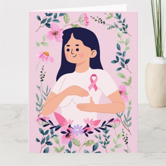 Rosa Schleife für das Brustkrebs-Bewusstsein Karte (Vorderseite)