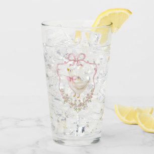 Rosa Schleife Gans Crest Baby Mädchen Shower Glas