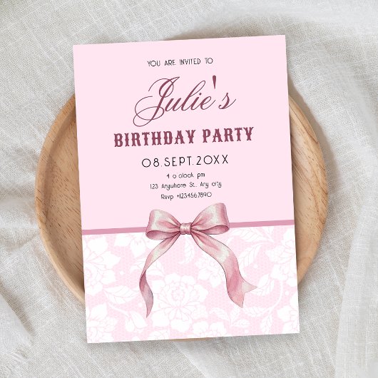 Rosa Schleife Geburtstag Einladung