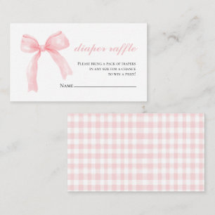 Rosa Schleife Gingham vornehme Babyparty-Windel-Ra Begleitkarte