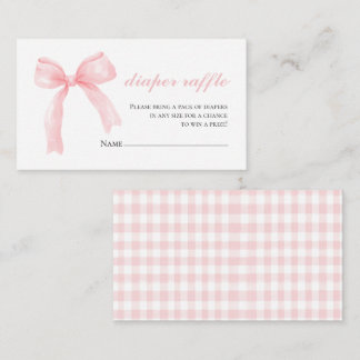Rosa Schleife Gingham vornehme Babyparty-Windel-Ra Begleitkarte
