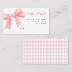 Rosa Schleife Gingham vornehme Babyparty-Windel-Ra Begleitkarte