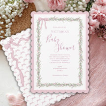 Rosa Schleife Grün Elegante Babyparty