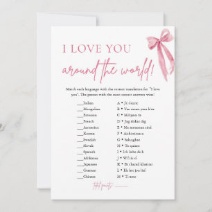 Rosa Schleife I Love You Around the World Spiel Einladung