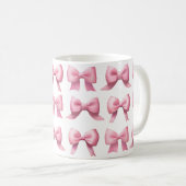 Rosa Schleife Kaffee/Tee Tasse (VorderseiteRechts)
