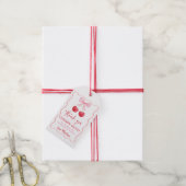 Rosa Schleife Kirsche Geburtstag Dankeschön Geschenkanhänger (Mit Garn)