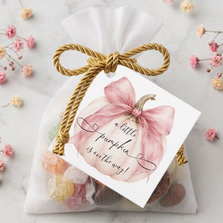 Rosa Schleife Kleiner Kürbis Baby Shower Danke Geschenkanhänger