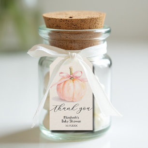 Rosa Schleife Kleiner Kürbis Mädchen Baby Shower Geschenkanhänger