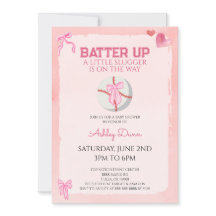 Rosa Schleife Kokette Baseball Baby Shower