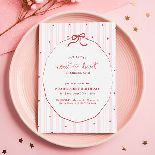 Rosa Schleife Kokette Kleine Süße 1. Geburtstag Einladung