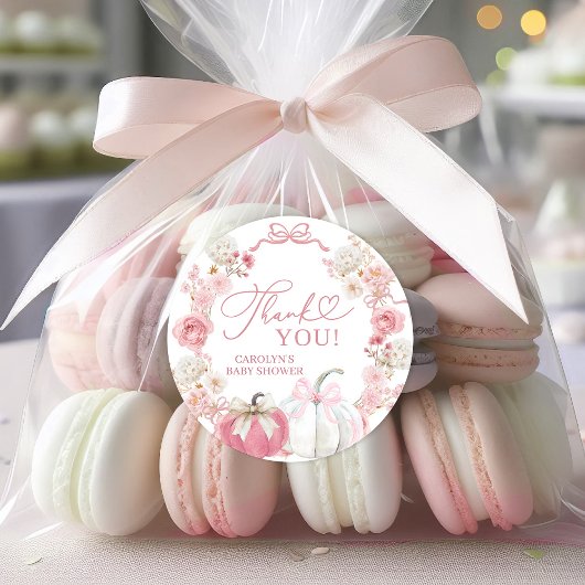 Rosa Schleife Kokette Kürbis Aufkleber Etikett