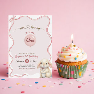 Rosa Schleife Kokette Some Bunny 1. Geburtstag Einladung