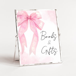 Rosa Schleife Little Boo Shower Bücher und Geschen Poster