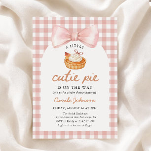 Rosa Schleife Little Cutie Pie Herbst-Baby-Party Einladung