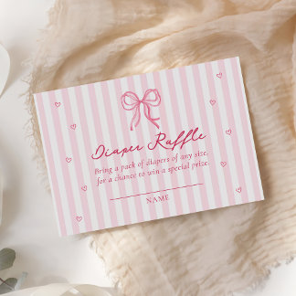 Rosa Schleife Little Sweetheart Windel-Raffle-Kart Begleitkarte