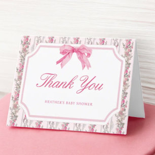 Rosa Schleife Love Shack Mädchenhaftes Babyshower Dankeskarte