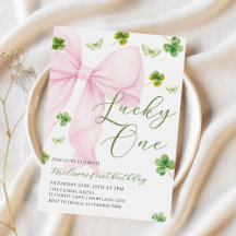 Rosa Schleife Lucky One Kleeblatt Klee 1. Geburtst