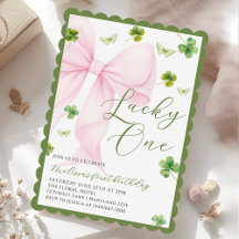 Rosa Schleife Lucky One Shamrock Kleeblatt 1. Gebu