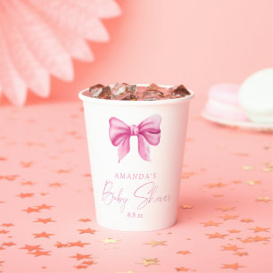 Rosa Schleife Mädchen Baby-Party Pappbecher