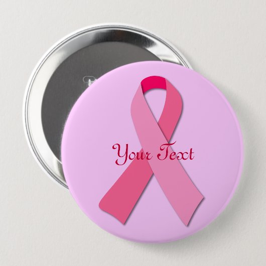 rosa Schleife mit benutzerdefiniertem Text Button (Vorne & Hinten)