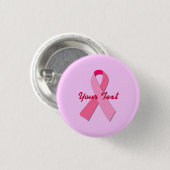 rosa Schleife mit benutzerdefiniertem Text Button (Vorne & Hinten)