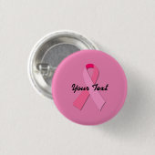 Rosa Schleife mit benutzerdefiniertem Text Button (Vorne & Hinten)