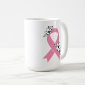 Rosa Schleife mit Blüten Kaffeetasse (VorderseiteRechts)