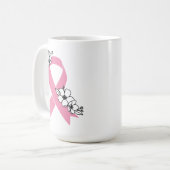 Rosa Schleife mit Blüten Kaffeetasse (Vorderseite Links)